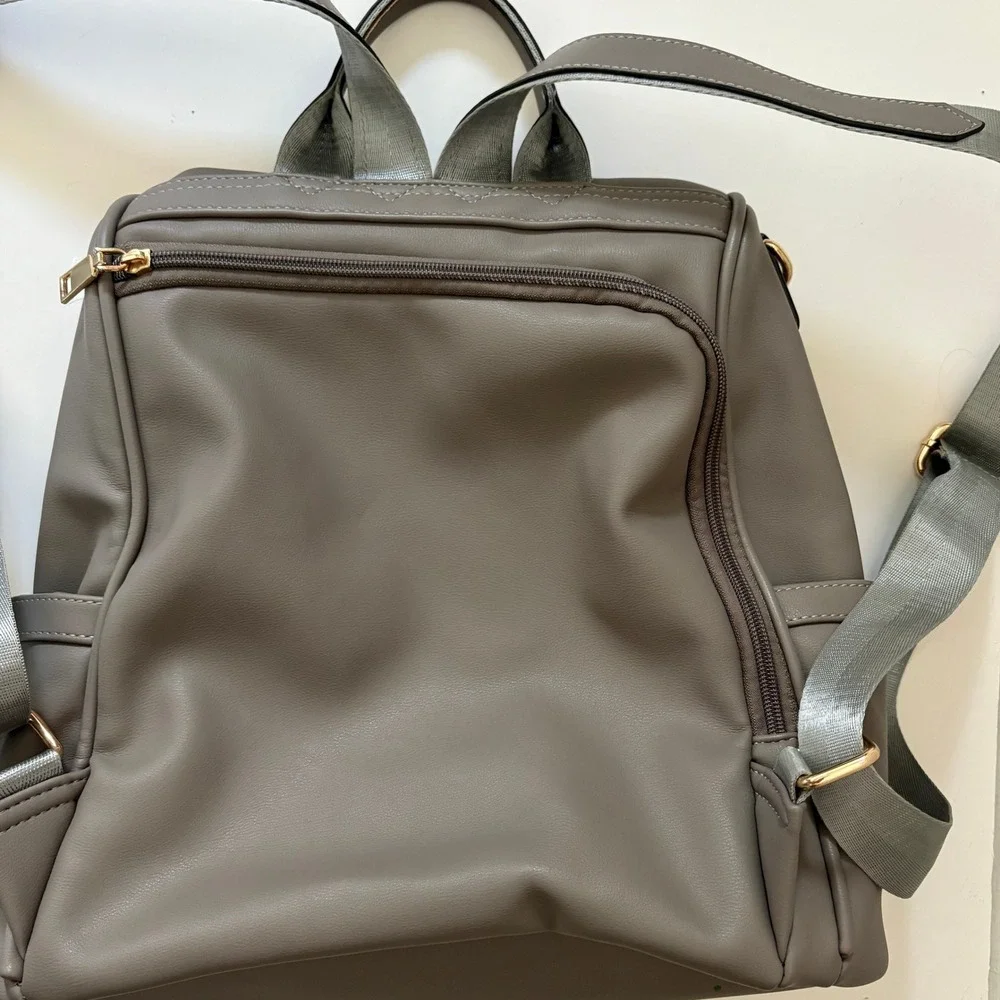 Cluci Gray Backpack Purse Convertible Shoulder‎ Bag Handbag Faux Leather